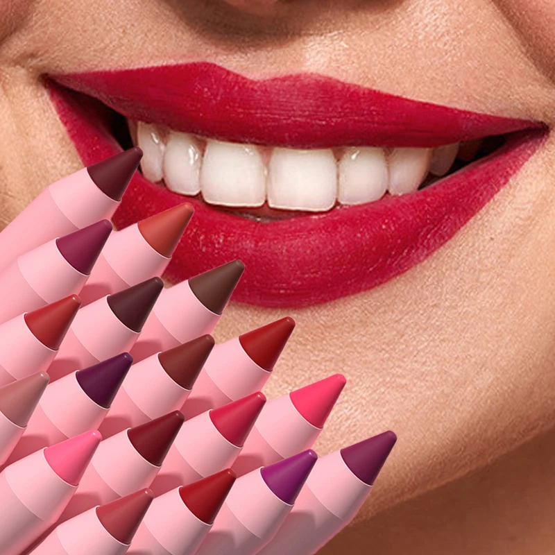 18-Colors Lipstick Pencil Waterproof Sexy Red Matte Contour Tint Lipstick Lasting Non-stick Cup Lipliner Pen Lip Makeup Cosmetic thumbnail 3