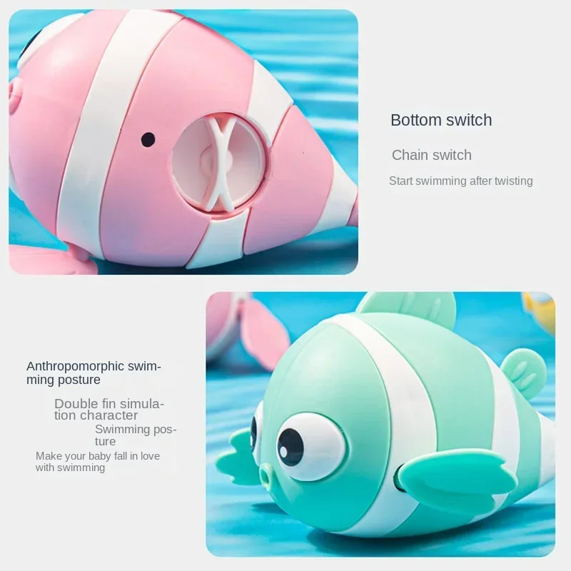 Bath Toys Cute Swimming Clown Fish Bath Toy for Toddlers Floating Wind Up Toys for Boy Girl New Born Baby Bathtub Toddler Toys thumbnail 4