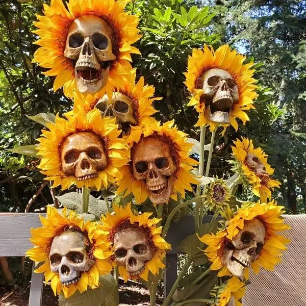 Creepy Skull Sunflower Flowers Skull Festival Art Craft Garden Decoration Simulation Flower Ornaments Halloween Decorations
