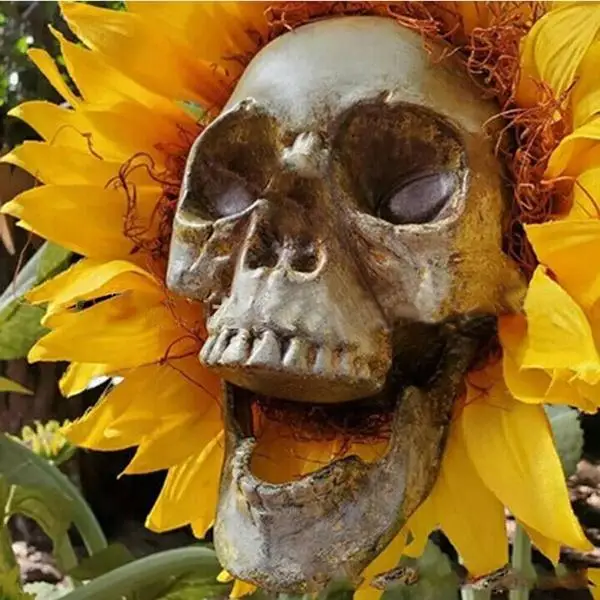 Creepy Skull Sunflower Flowers Skull Festival Art Craft Garden Decoration Simulation Flower Ornaments Halloween Decorations thumbnail 4