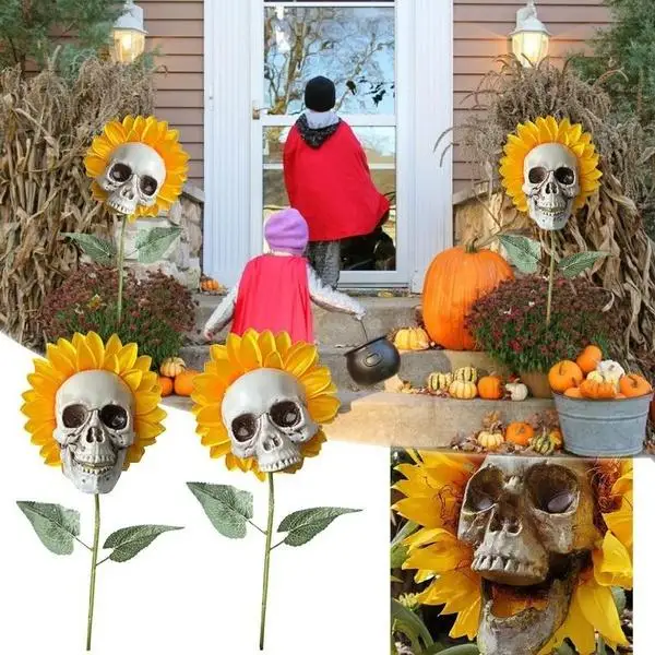 Creepy Skull Sunflower Flowers Skull Festival Art Craft Garden Decoration Simulation Flower Ornaments Halloween Decorations thumbnail 6