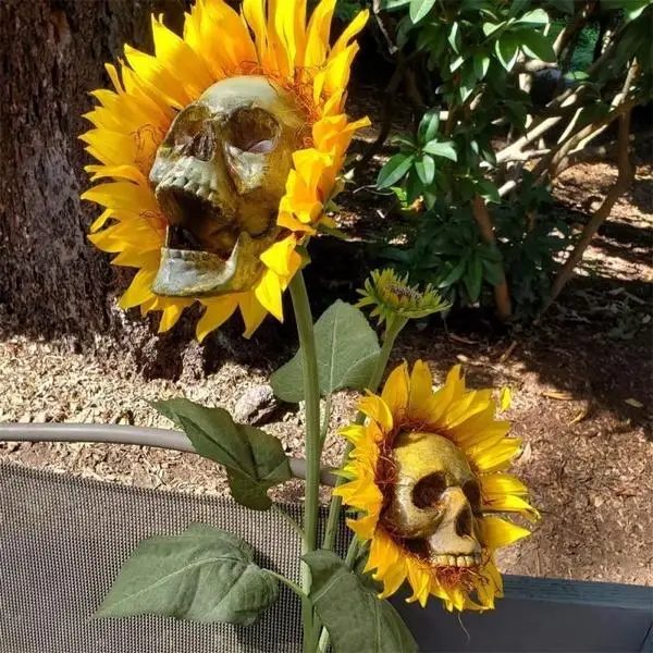 Creepy Skull Sunflower Flowers Skull Festival Art Craft Garden Decoration Simulation Flower Ornaments Halloween Decorations thumbnail 5