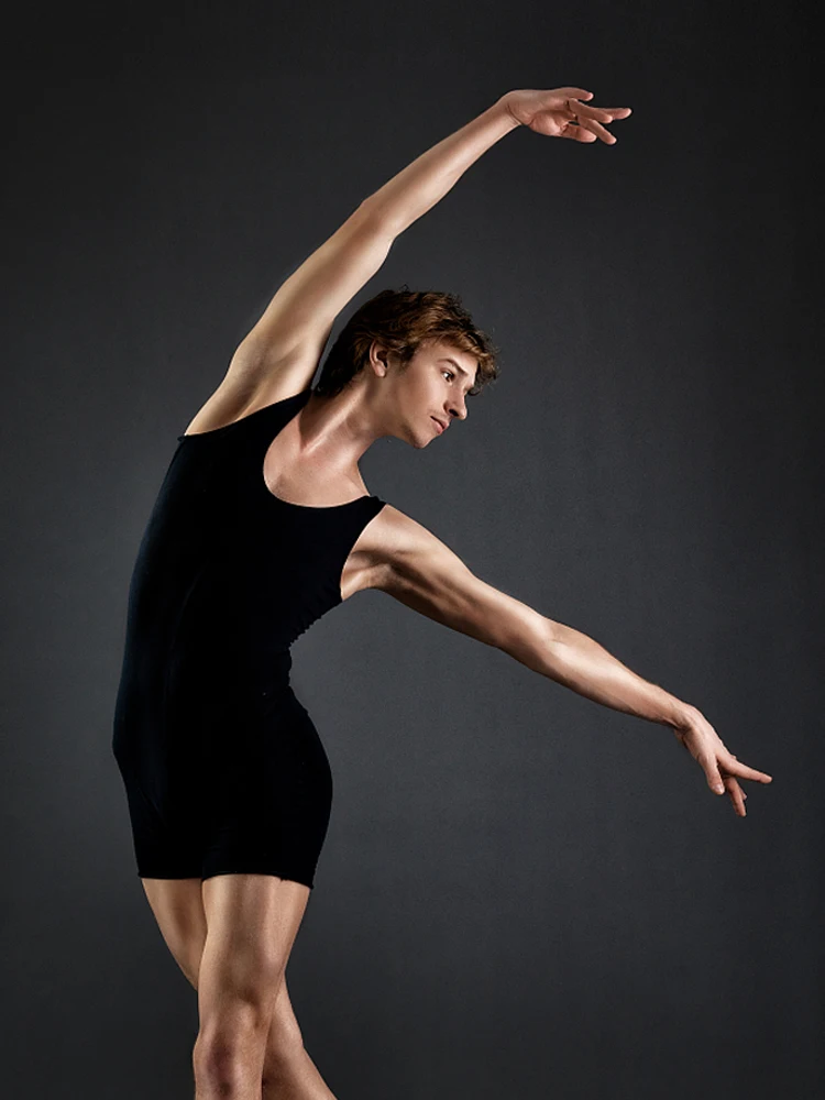 Men Sleeveless Nylon Black Grey Dance Unitard Bodysuit Ballet Gym Fitness Leotards Exercise yoga gymnastics clothes Polyamide thumbnail 2