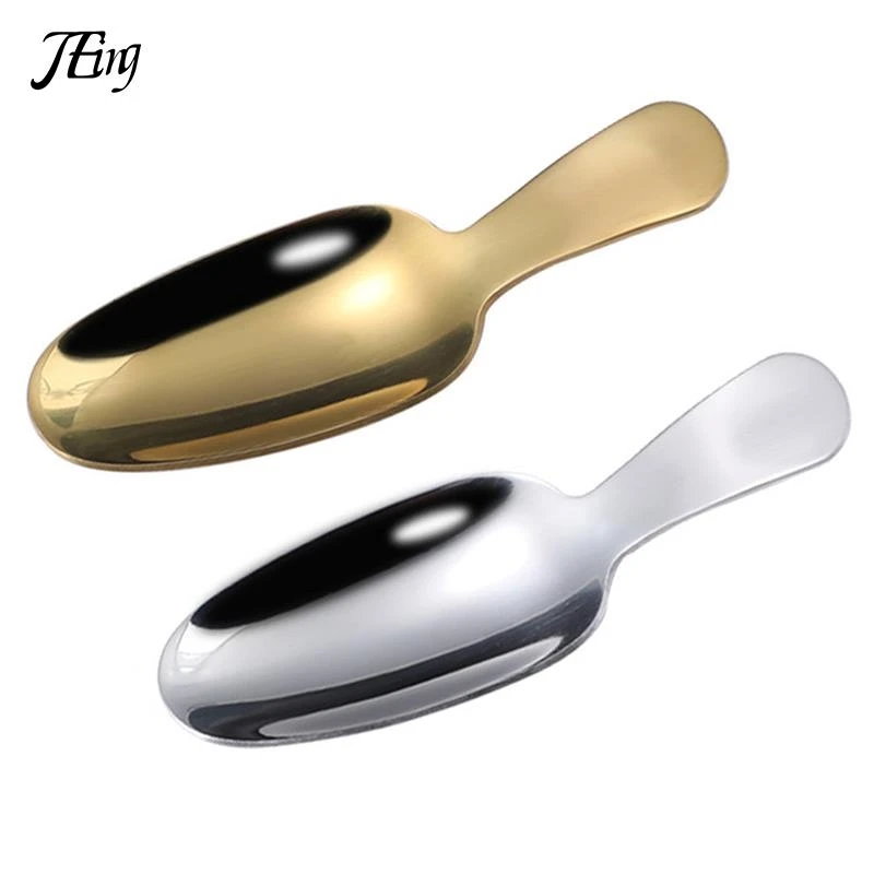 Mini Stainless Steel Spoons Kitchen Spice Condiment Spoon Sugar Tea Coffee Scoop Short Handle Wood Kids Spoon Kitchen Gadgets