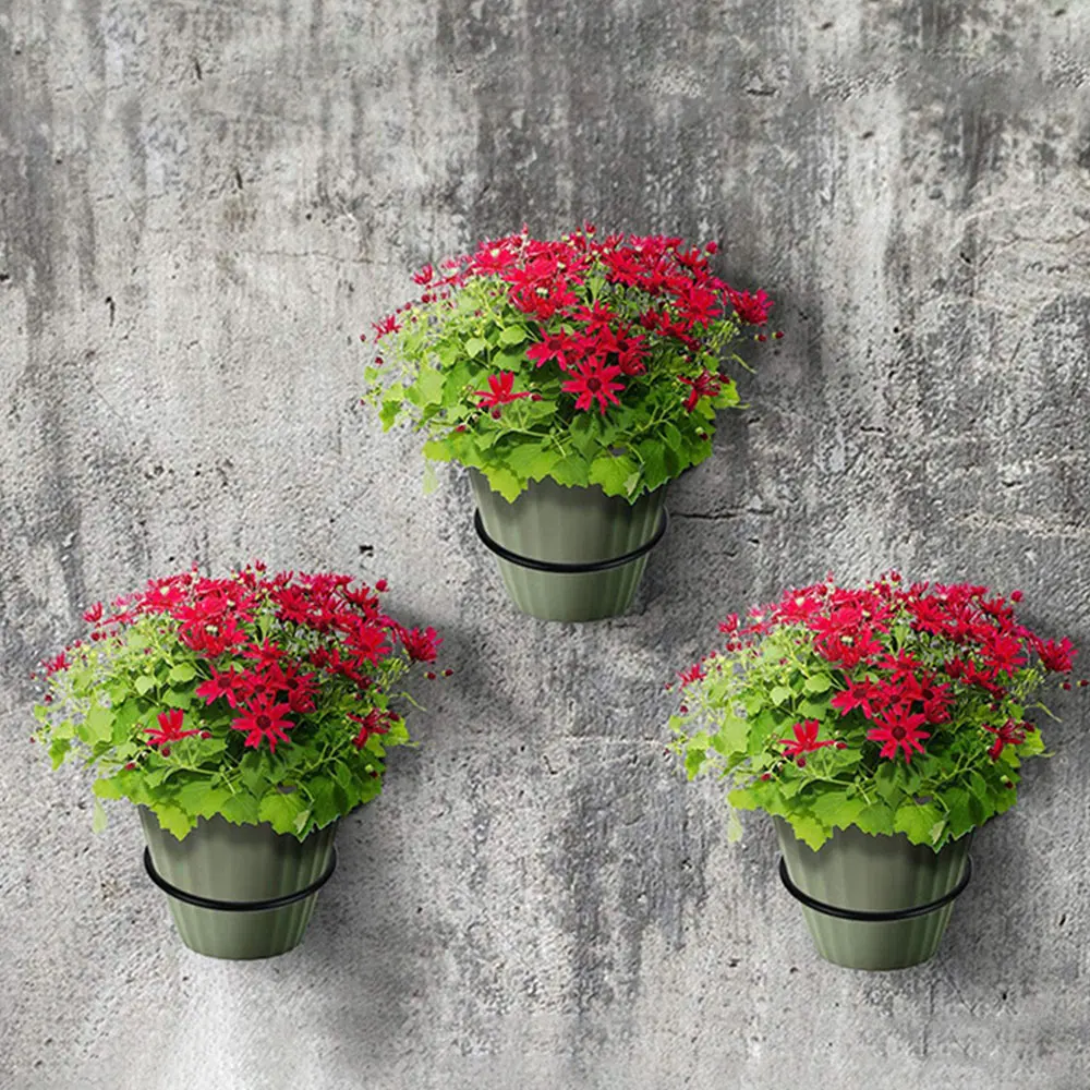 Wall Mounted Flower Pot Holder Ring  Easy Install Versatile Metal Plant Hook Flower Pot Stand for Indoor&Outdoor Decorative thumbnail 4