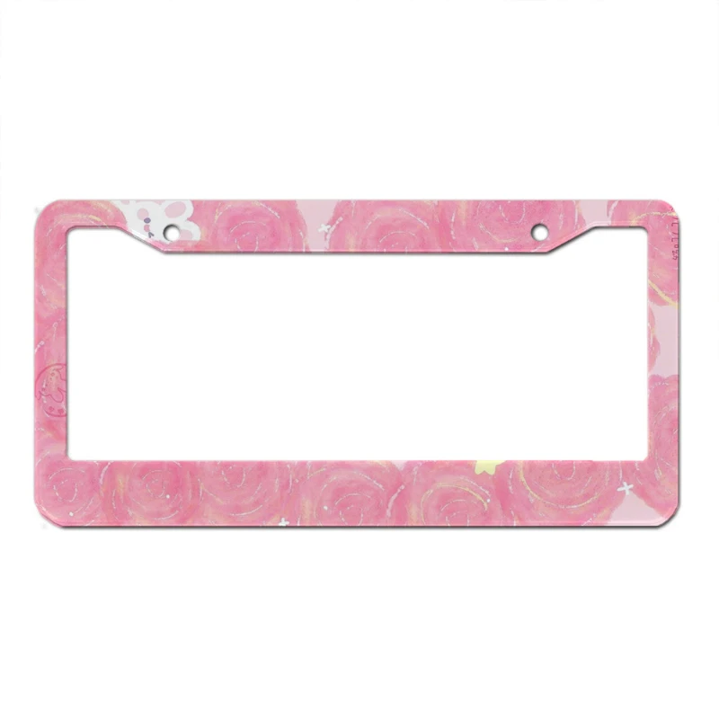 Pink Flower Animal Fruit Series Aluminum Alloy American Car License Plate Cover Car Decoration Customizable thumbnail 3