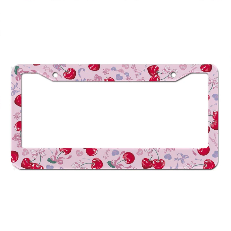 Pink Flower Animal Fruit Series Aluminum Alloy American Car License Plate Cover Car Decoration Customizable thumbnail 4