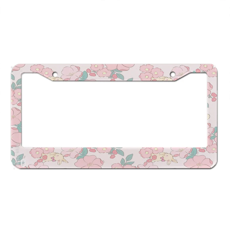Pink Flower Animal Fruit Series Aluminum Alloy American Car License Plate Cover Car Decoration Customizable thumbnail 5