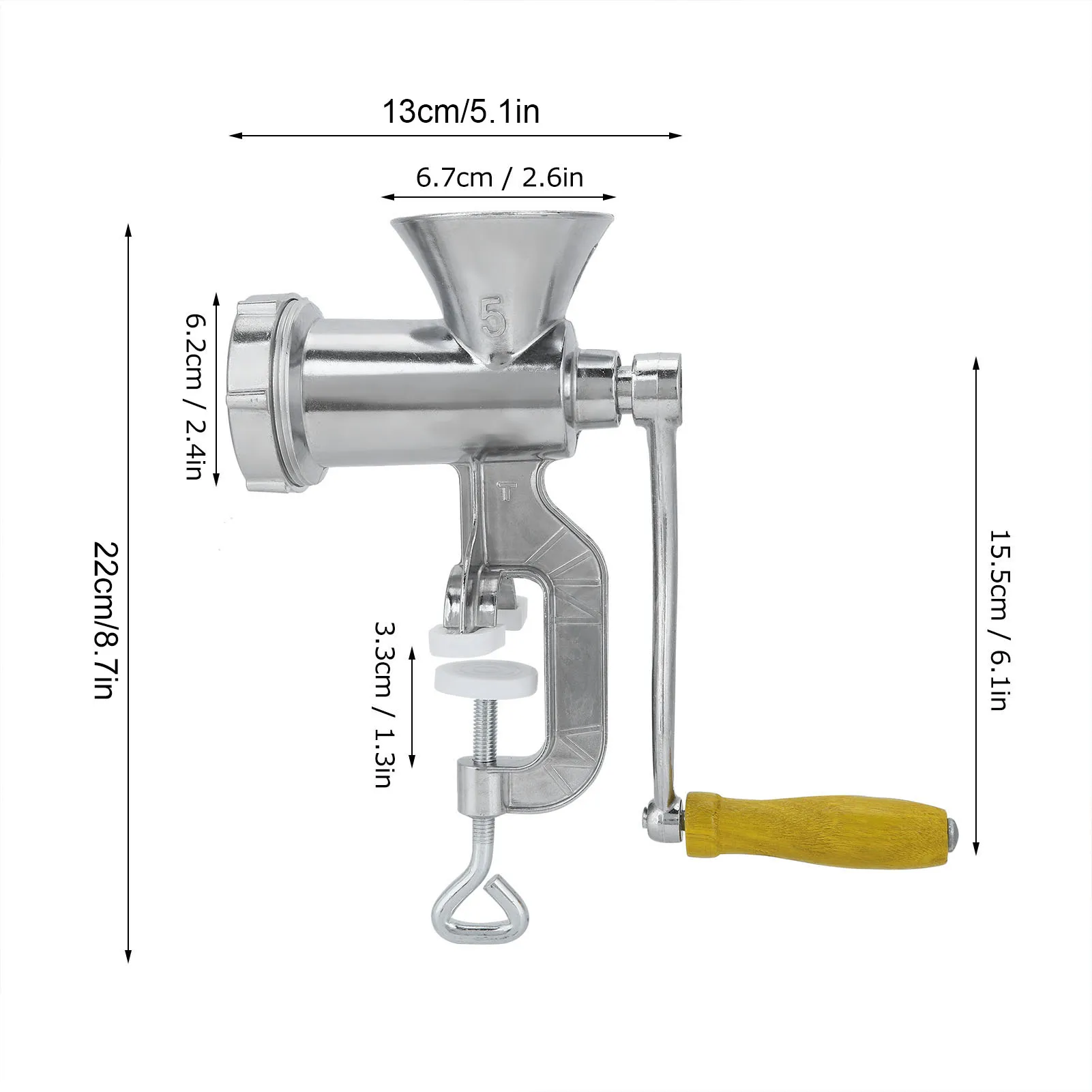 Manual Meat Grinder Silver Aluminum Alloy Powerful Home Sausage Kitchen Appliances Vegetable Chopper Pepper Supplies Mincer thumbnail 2
