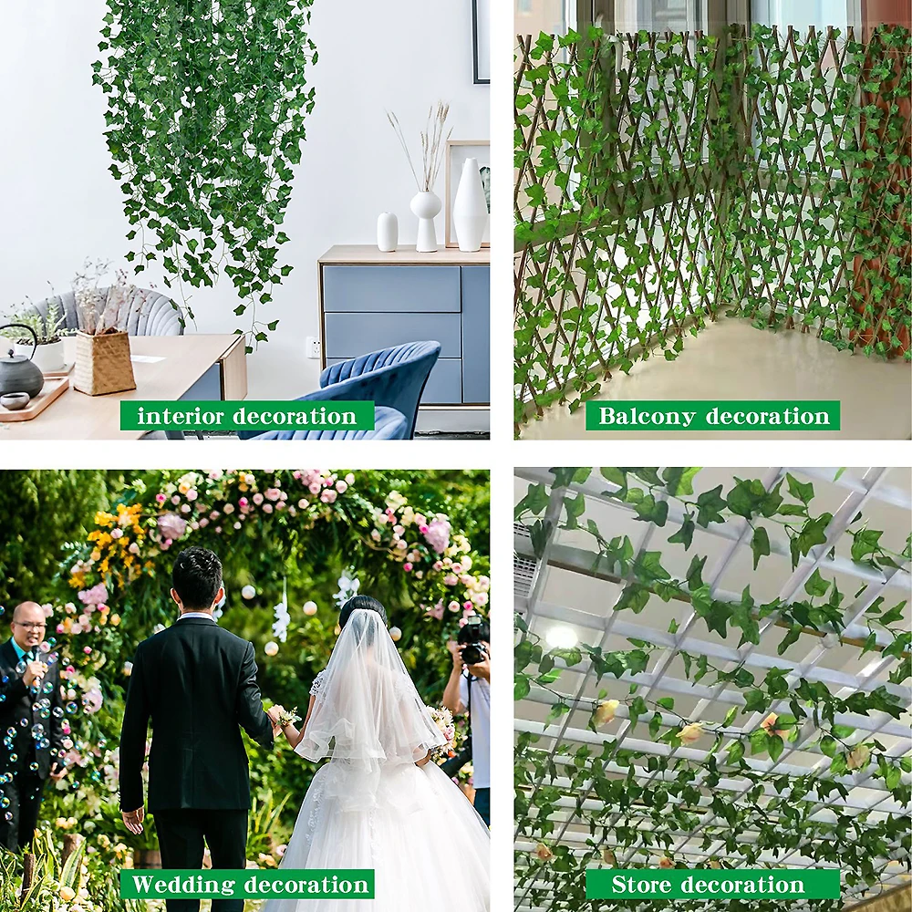 2/4/8/10M Artificial Ivy Leaves Garland Hanging Vines Fake Plants Outdoor Greenery Wall Decor Festival Garden Home Party Decor thumbnail 3