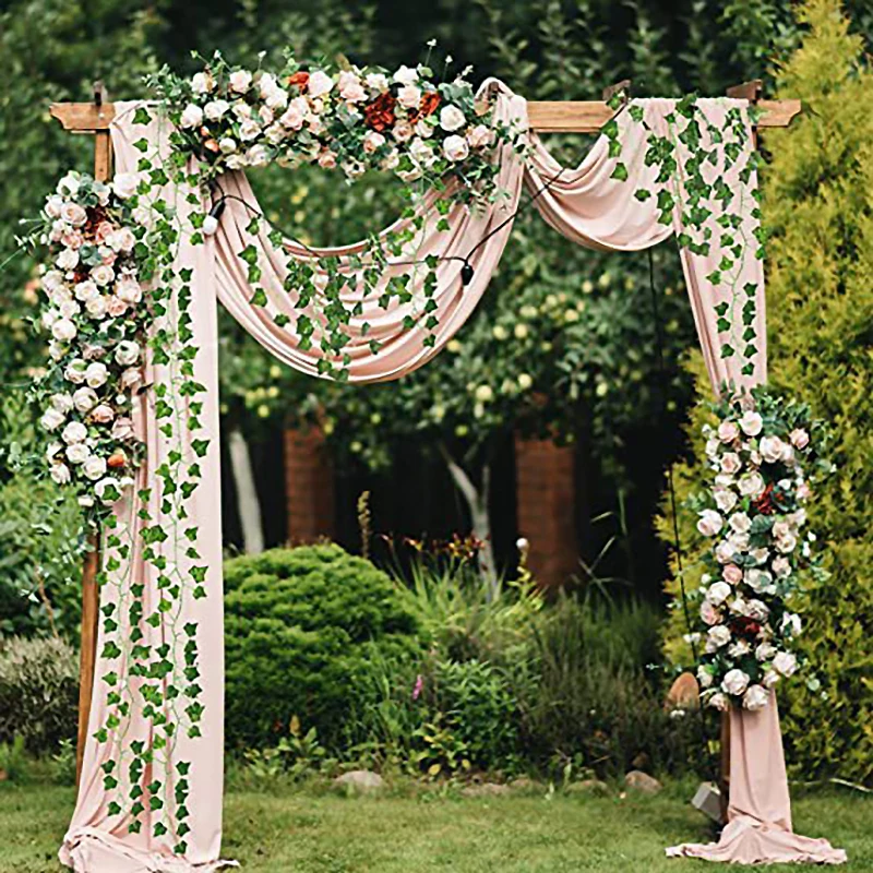 2/4/8/10M Artificial Ivy Leaves Garland Hanging Vines Fake Plants Outdoor Greenery Wall Decor Festival Garden Home Party Decor thumbnail 2