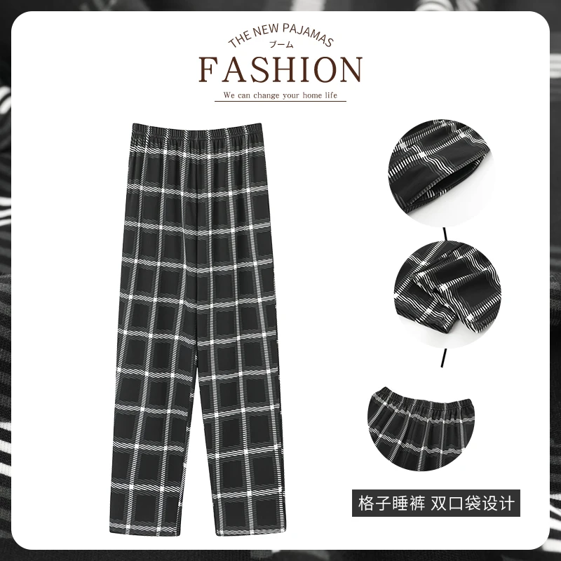 New Style Hot Sale Cotton Plaid Pajama Pants For Adluts Home Furnishing Cotton Trousers Cotton Pajama Men Sleep Bottom Home Wear thumbnail 2