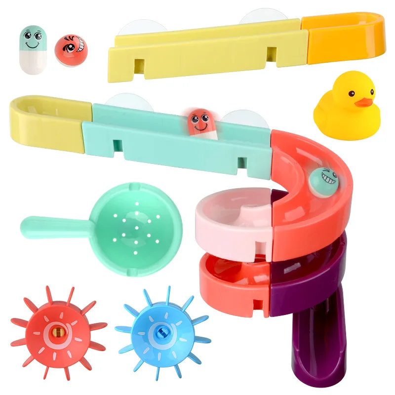 DIY Baby Bath Toys Run Assembling Track Bathroom Water Game For Children Bathtub Bath Shower Kids Play Water Spray Toy Set Kids thumbnail 3
