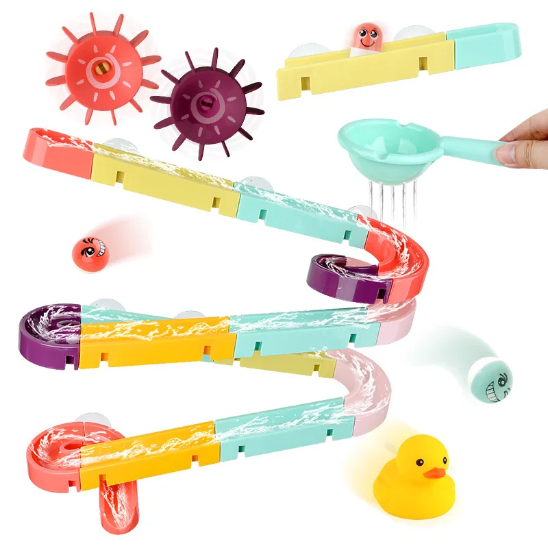 DIY Baby Bath Toys Run Assembling Track Bathroom Water Game For Children Bathtub Bath Shower Kids Play Water Spray Toy Set Kids thumbnail 2