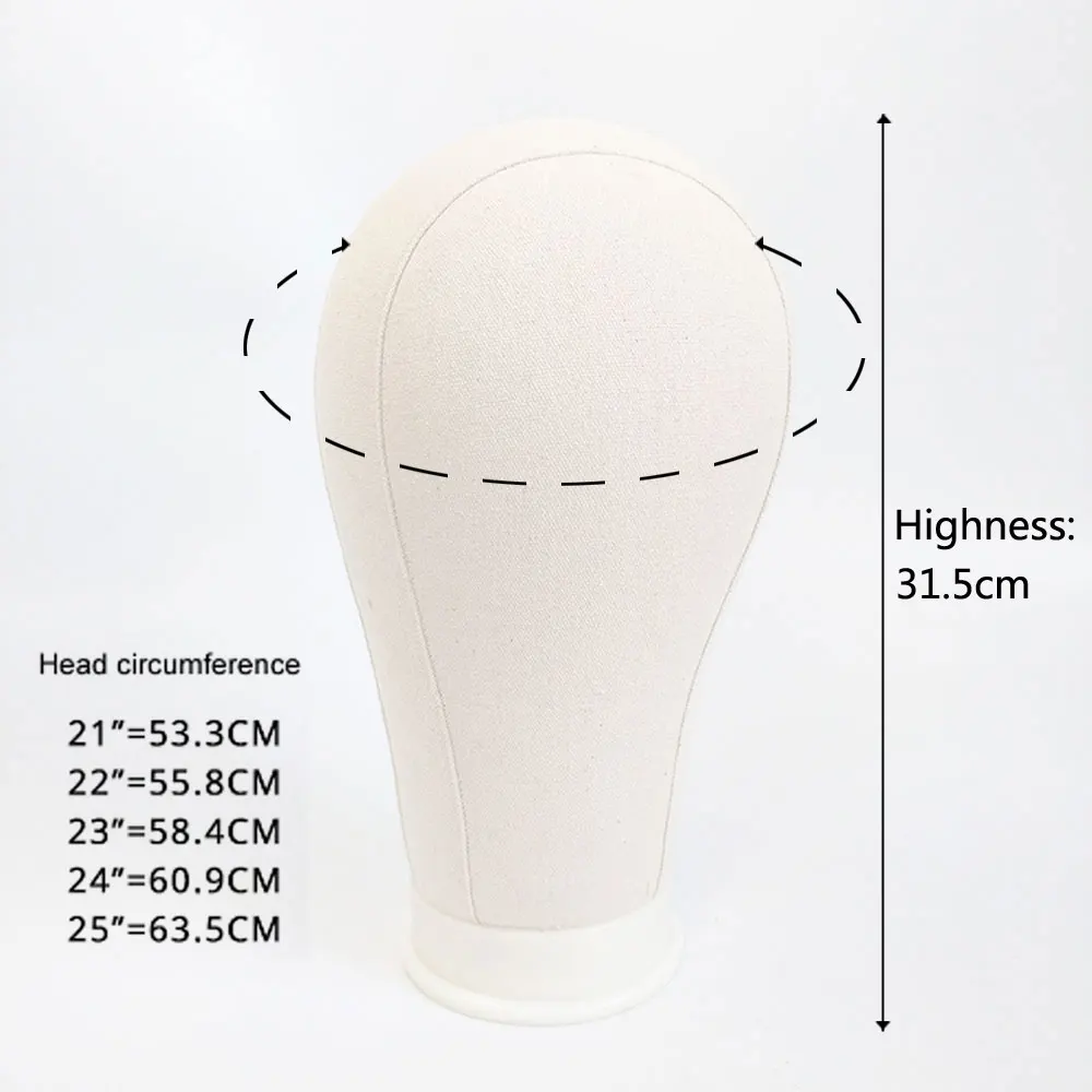 Canvas Wig Head Wig Stand 21-24inch Mannequin Head for Hairstyling Displaying Making Wig Stand With Head Wig Supports Holder thumbnail 2
