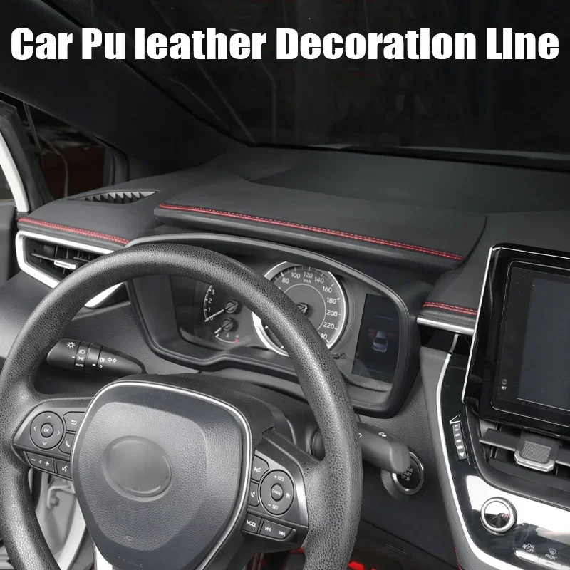 0.5/2m Car Interior PU Leather Decoration Line Self-adhesive Moulding Trim Dashboard  Decorative Line DIY Red Braid Strip thumbnail 2