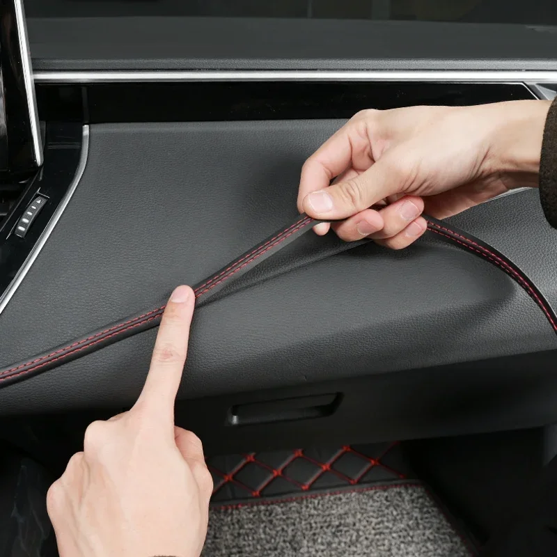 0.5/2m Car Interior PU Leather Decoration Line Self-adhesive Moulding Trim Dashboard  Decorative Line DIY Red Braid Strip thumbnail 3
