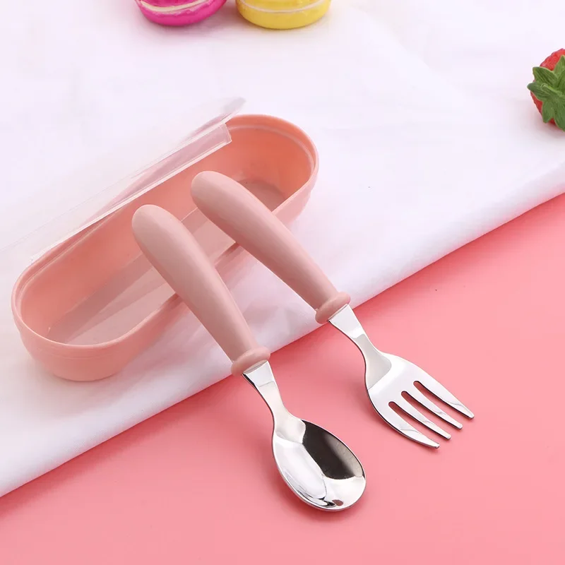3pcs Children Spoon Forks Box Kids Stainless Steel Kids Cutlery Portable Baby Feeding Utensils Baby Spoons Baby Tableware Set thumbnail 5