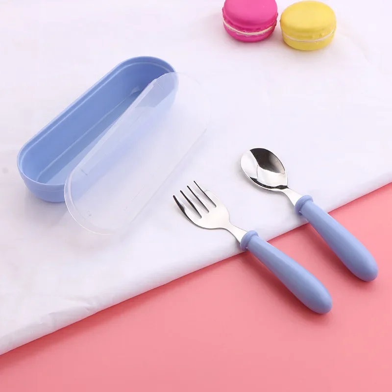 3pcs Children Spoon Forks Box Kids Stainless Steel Kids Cutlery Portable Baby Feeding Utensils Baby Spoons Baby Tableware Set thumbnail 6