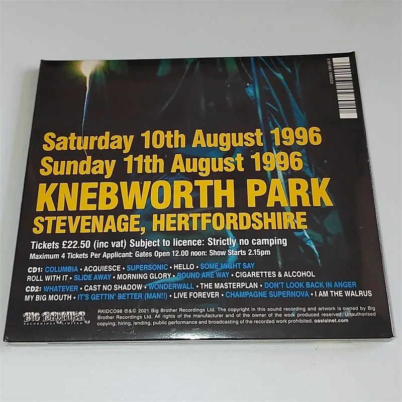 Classic Oasis Music CD Knebworth 1996 Album Compact Disc Cosplay CD Walkman Car Play Songs Soundtracks Box Collection Gifts thumbnail 2