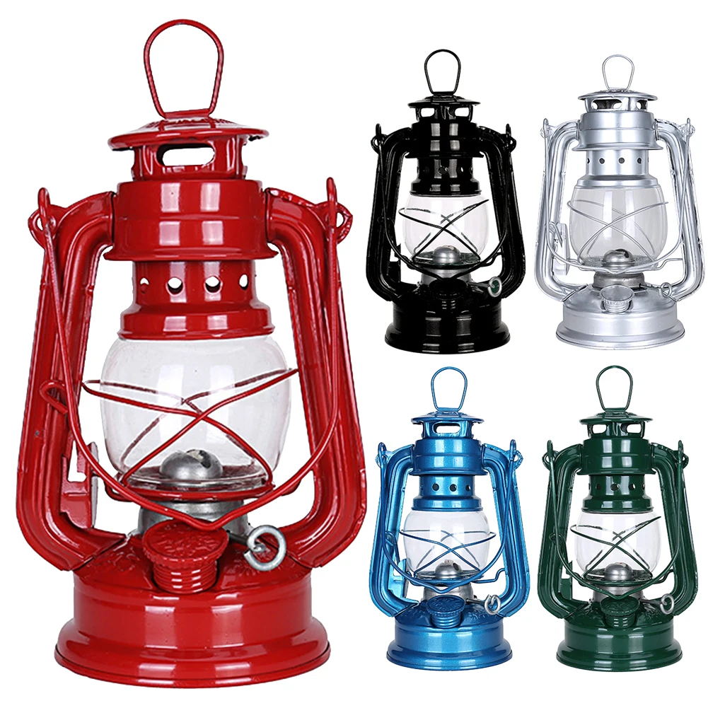 Camping Mini Lamp Portable Outdoor Atmosphere Lighting Tent Lanterns with Handle Vintage Oil Burning Table Hurricane Lamps thumbnail 5