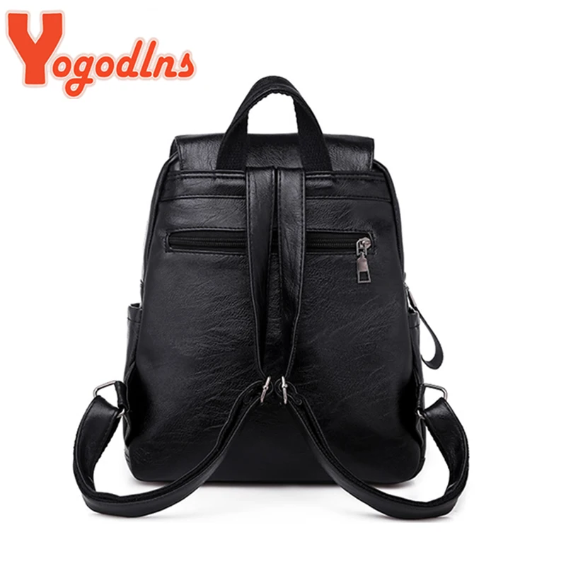 Yogodlns Luxury Backpack For Women Soft PU Leather Backpack Travel Large Capacity School Bag Double Zipper Business Knapsack thumbnail 4