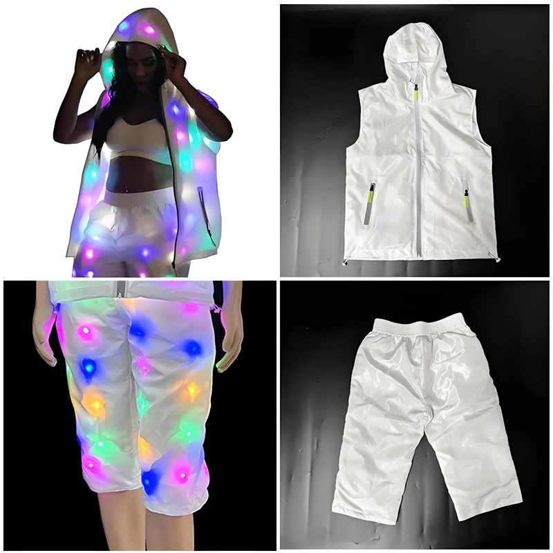 Cool led lights clothes luminous man jacket Cyberpunk Fashion performance vest for Women Rave Outfit night running led costume thumbnail 3