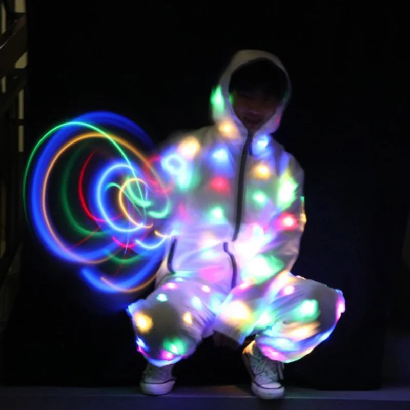 Cool led lights clothes luminous man jacket Cyberpunk Fashion performance vest for Women Rave Outfit night running led costume thumbnail 4