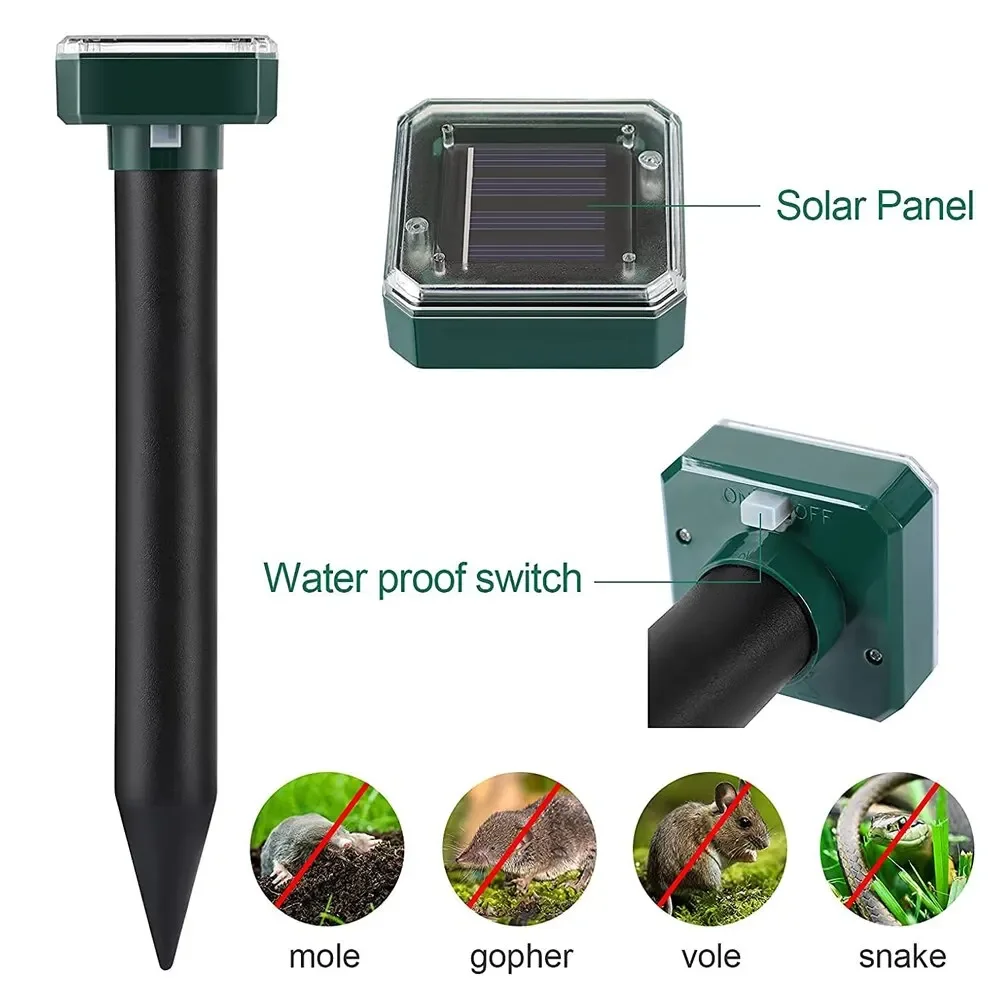 Outdoor Ultrasonic Pest Repeller Garden Mole Repellent Solar Power Ultrasonic Mole Snake Bird Mosquito Mouse Control Garden Yard thumbnail 2