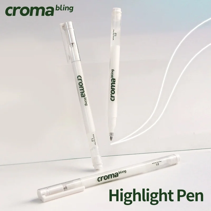 Croma 1/3/5Pcs 1.0mm Highlight White Gel Pen Highlight Marker Pen Fine Tip for Student Drawing Art Writing Supplies