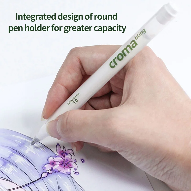 Croma 1/3/5Pcs 1.0mm Highlight White Gel Pen Highlight Marker Pen Fine Tip for Student Drawing Art Writing Supplies thumbnail 3