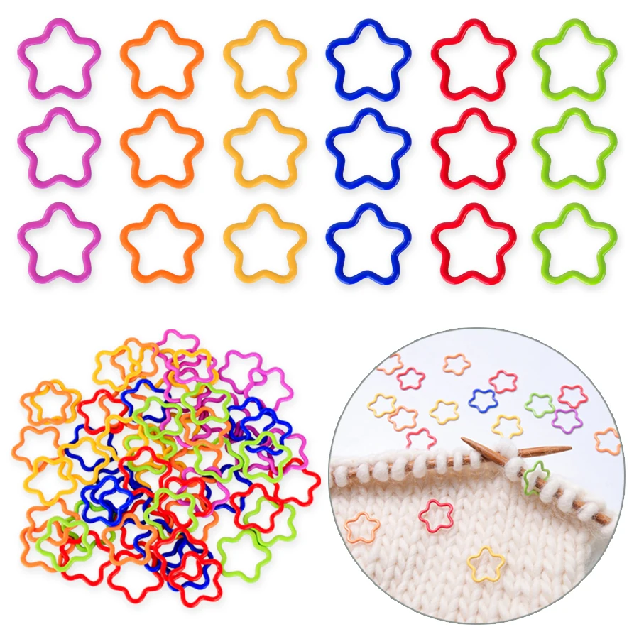 60/100PCS Pentagram-Shaped Stitch Markers for Knitting, Sewing & DIY Craft Projects (18mm)