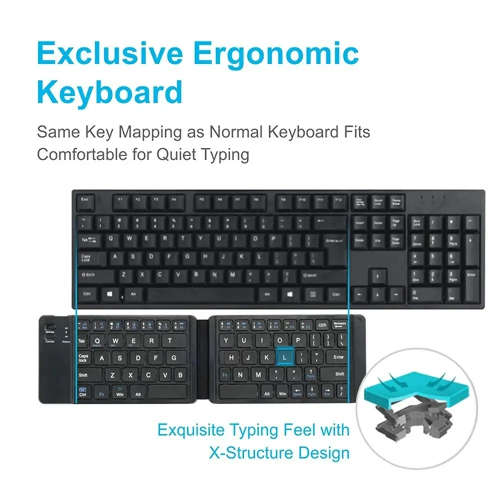 Folding Bluetooth Keyboard For IPAD Mobile Tablet Notebook Portable Office Mini Wireless Keyboard Storage Three Systems Universa thumbnail 2