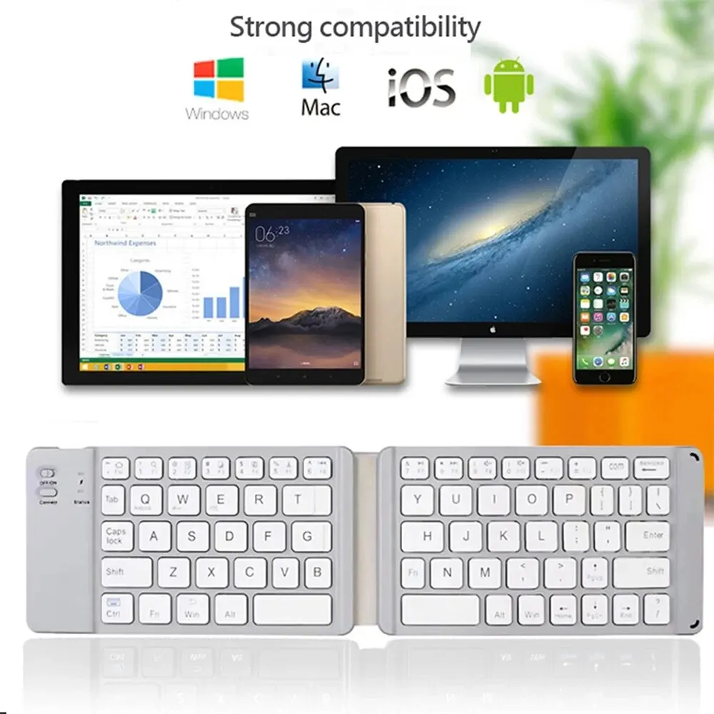 Folding Bluetooth Keyboard For IPAD Mobile Tablet Notebook Portable Office Mini Wireless Keyboard Storage Three Systems Universa thumbnail 4