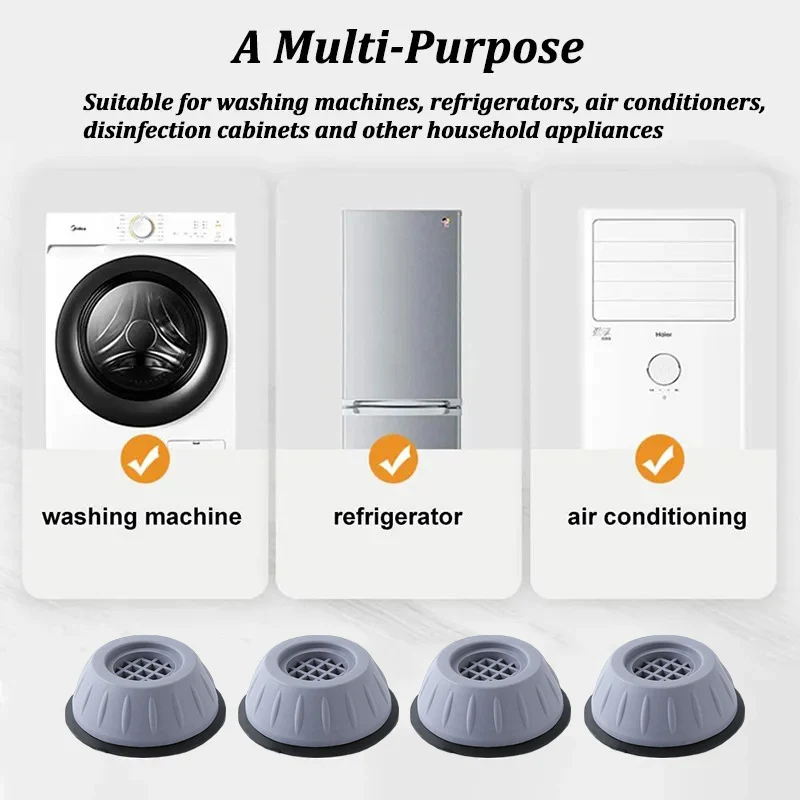 1/2/4Pcs Anti Vibration Washing Machine Pads Anti-slip Furniture Feet Pad Refrigerator Universal Support Base Mat Dampers Stand thumbnail 4