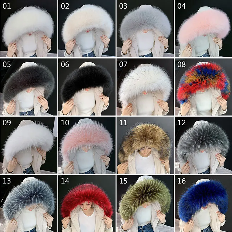 1pc Faux Fur Collar For Women Men Children Down Jackets Hood Fur Decor Diy Warm Shawl Wraps Winter Coat Fur Collar thumbnail 3