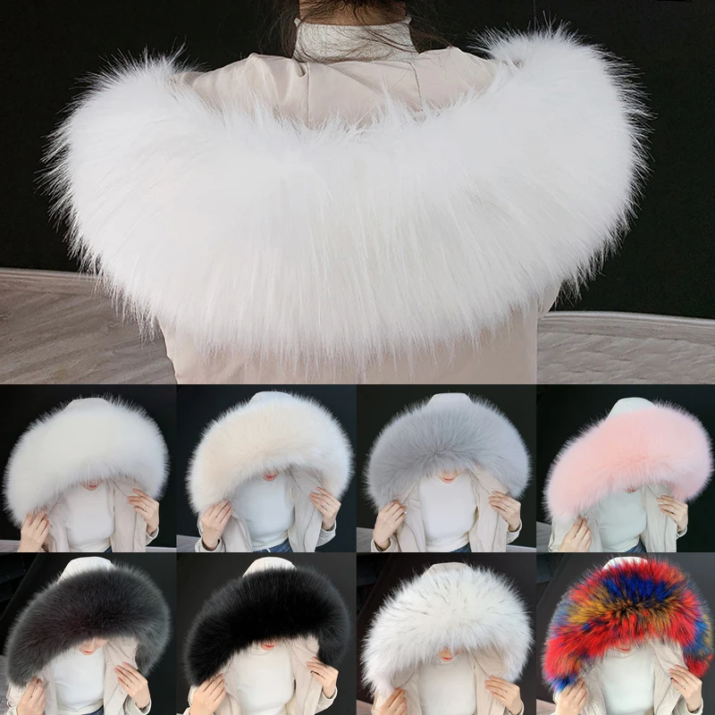 1pc Faux Fur Collar For Women Men Children Down Jackets Hood Fur Decor Diy Warm Shawl Wraps Winter Coat Fur Collar thumbnail 2