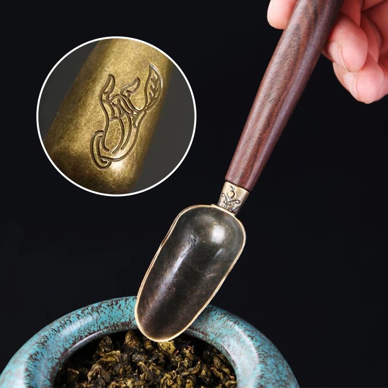 Alloy Ebony Coffee Scoops Tea Spoon Natural Wood Retro Tea Leaves Shovel KongFu Tea Ceremony Accessories Coffee Bean Spoons thumbnail 4