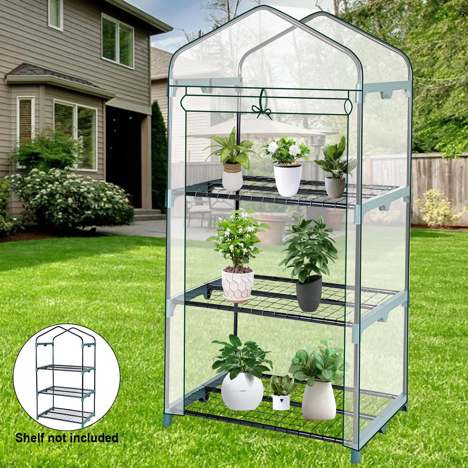 Garden Greenhouse Weatherproof Plant Grow House Cover Transparent Frost Protection Greenhouse Cover with Roll up Double Zipper thumbnail 2