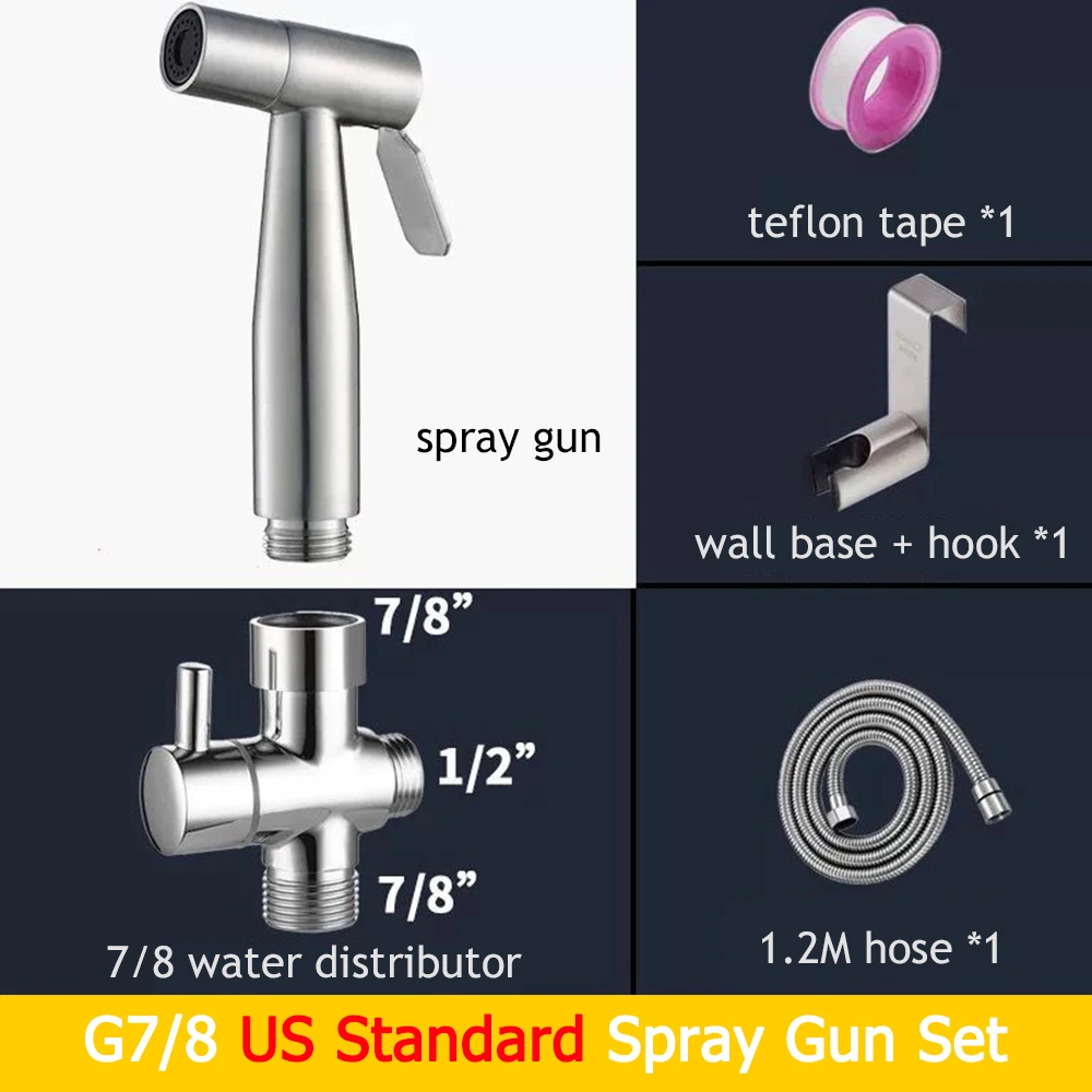 Handheld Bidet Toilet Sprayer Set Stainless Steel Bidet Faucet Wall Mounted Toilet Spray Gun Bathroom Shower Head Self Cleaning thumbnail 4