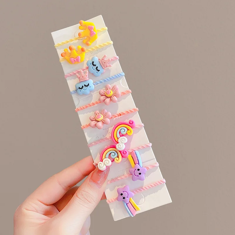 40PCS/10PCS Hair Accessories For Girl Elastic Hair Bands Cute Flowers Style Hair Ring Children Birthday Party Headdress Headwear thumbnail 3