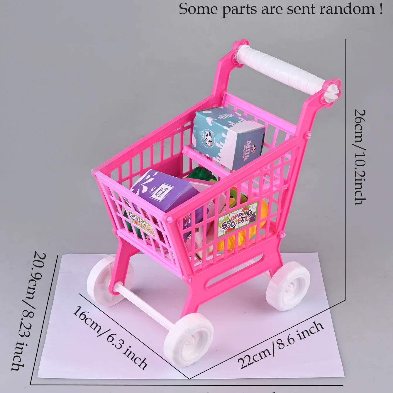 Shopping Cart Toys, Trolley for Groceries Supermarket Playset Fruit Vegetables Play Food Role Kitchen Store Toys for 3+ Kids thumbnail 6