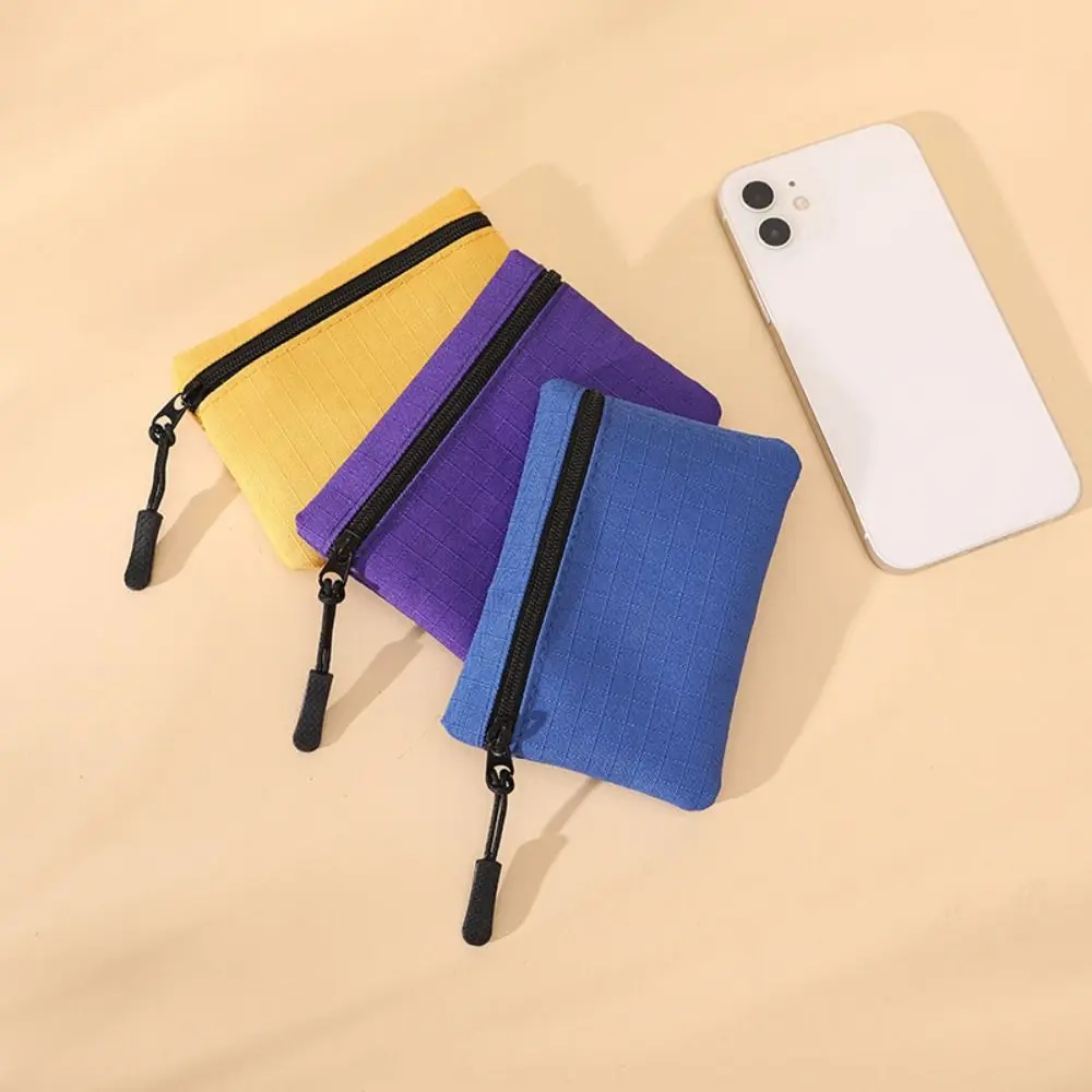 Canvas Mini Coin Purse Simple Zipper Kid Storage Pouch Money Pocket Solid Color Coin Key Bag Women Men thumbnail 5