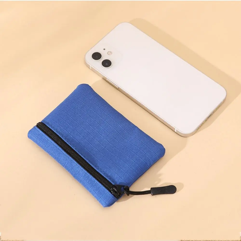 Canvas Mini Coin Purse Simple Zipper Kid Storage Pouch Money Pocket Solid Color Coin Key Bag Women Men thumbnail 2
