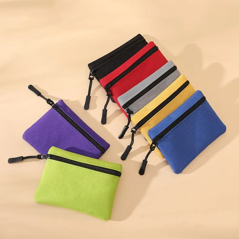 Canvas Mini Coin Purse Simple Zipper Kid Storage Pouch Money Pocket Solid Color Coin Key Bag Women Men thumbnail 3