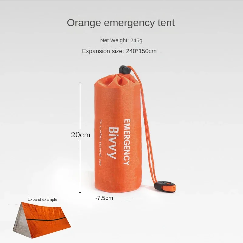 2 Person Emergency Shelter Bivy Survival Tent Kit Mylar Tube Tent Sleeping Bag Waterproof Outdoor SOS Thermal Blanket Reusable thumbnail 4