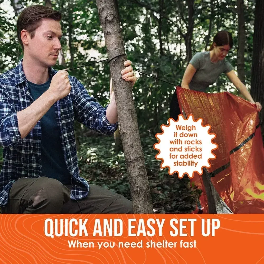 2 Person Emergency Shelter Bivy Survival Tent Kit Mylar Tube Tent Sleeping Bag Waterproof Outdoor SOS Thermal Blanket Reusable thumbnail 6