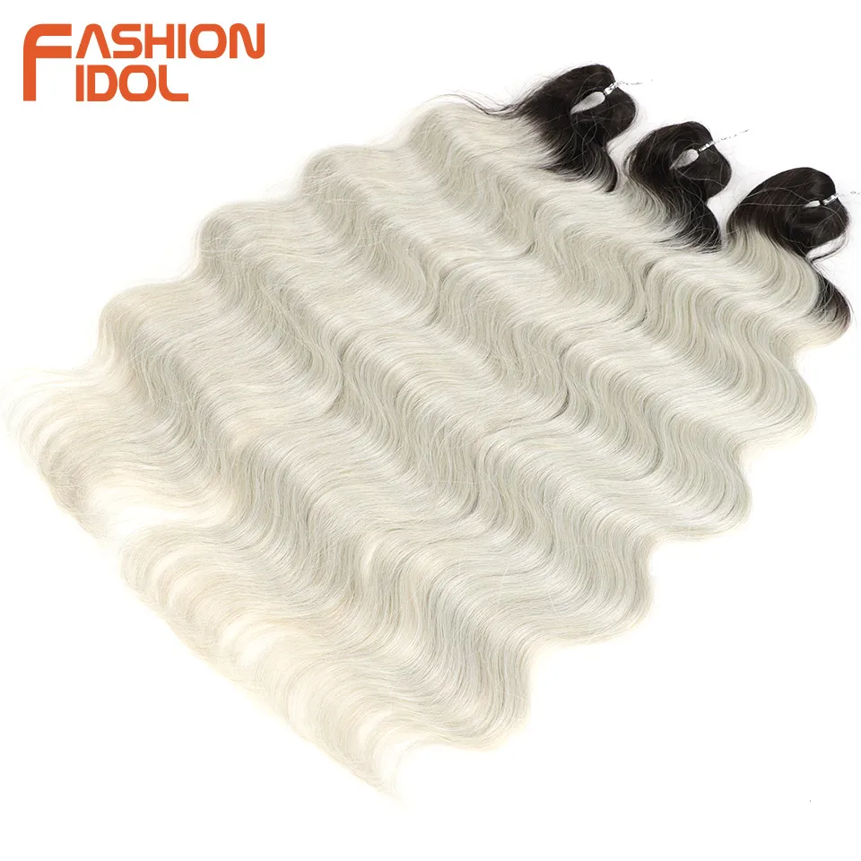 FASHION IDOL 24 Inch Body Wave Crochet Braids Hair Synthetic For Black Women Deep Water Wave Ombre Braiding Fake Hair Extensions thumbnail 2