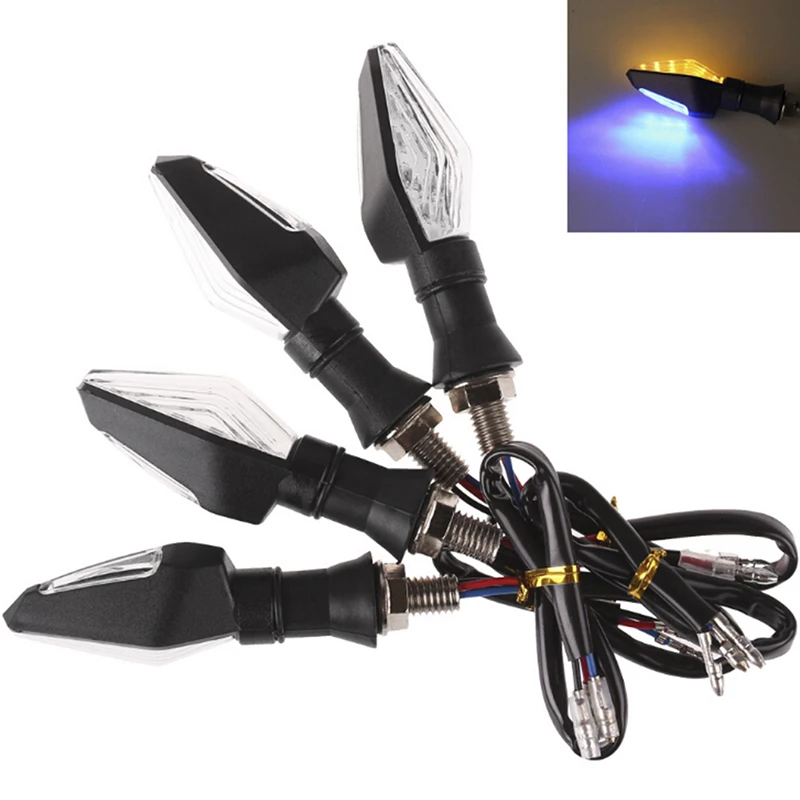 1 Pc Universal 12LED Amber+Blue Double Color Motorcycle Turn Signal Indicator Light Blinker for Motorbike Off Road
