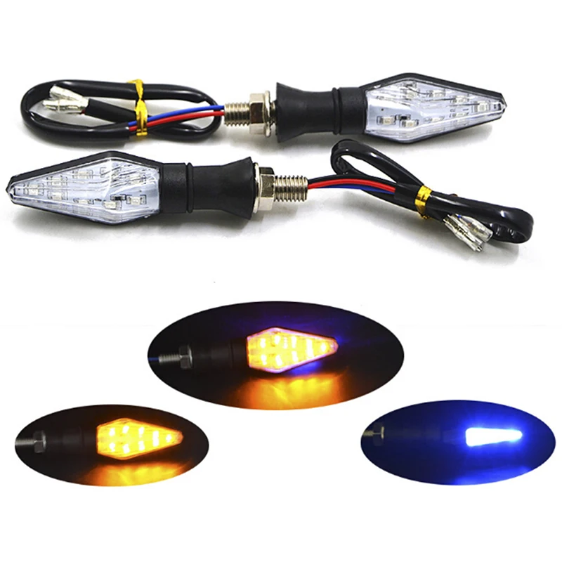 1 Pc Universal 12LED Amber+Blue Double Color Motorcycle Turn Signal Indicator Light Blinker for Motorbike Off Road thumbnail 2